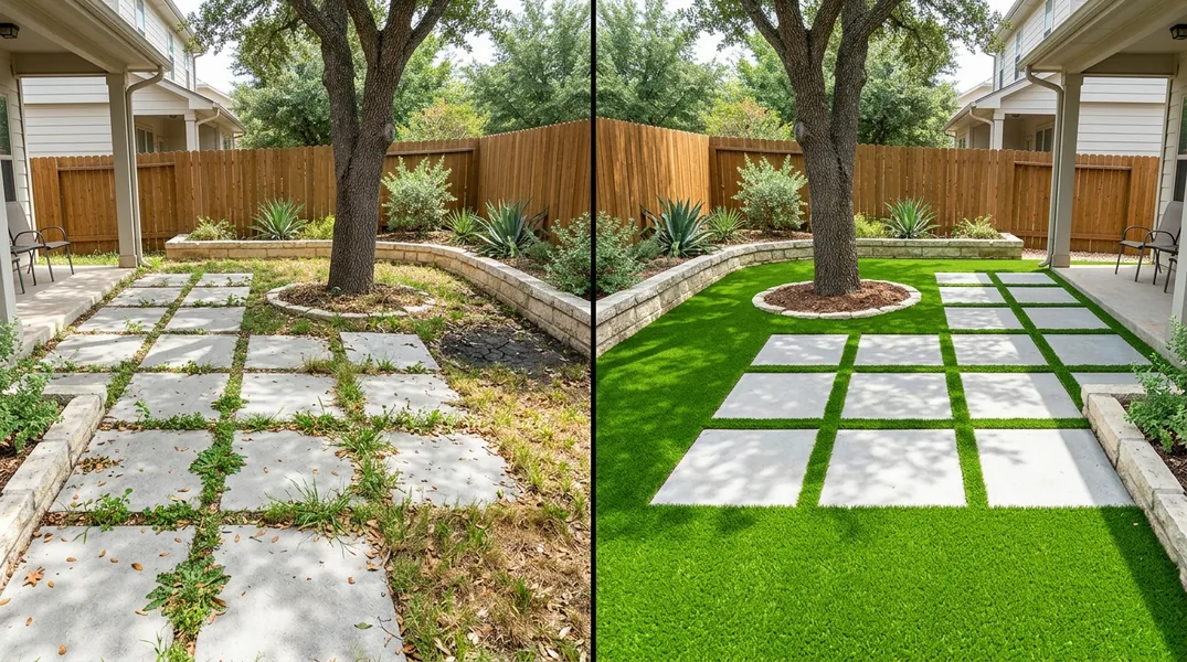 Result artificial grass installation in Round Rock - Round Rock Turf Installation