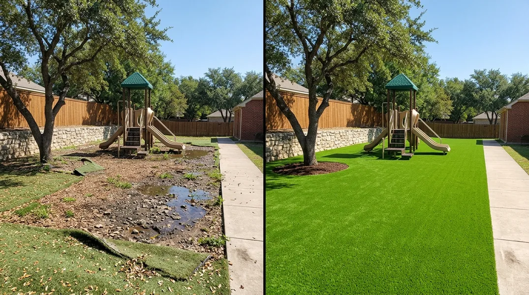 Result artificial grass installation in Round Rock - Round Rock Turf Installation