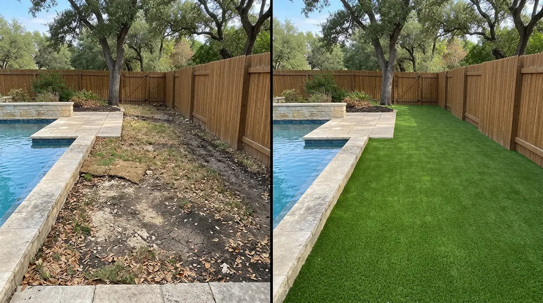 Result artificial grass installation in Round Rock - Round Rock Turf Installation